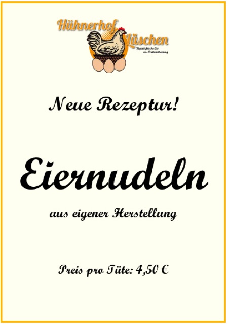 Eiernudeln Schild